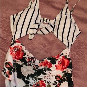 Floral open one piece